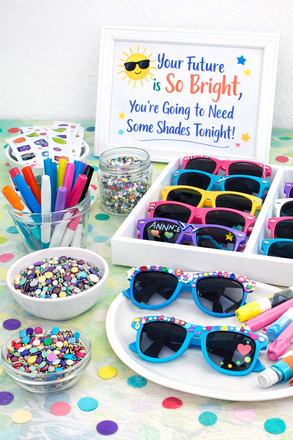 graduation party activity for kids sunglasses decorating station